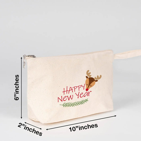 New Year Personalized Canvas Clutch Bag 10" × 6" × 2" (25 x 15 x 6 cm) – Holiday Design - Pamusan.com