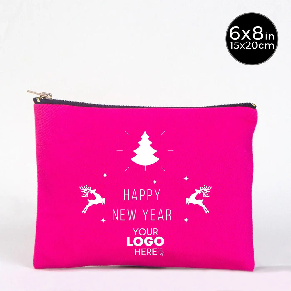 New Year Pink Clutch Bag 8" × 6" (20 × 15 cm) – New Year Printed Design for Gifting - Pamusan.com