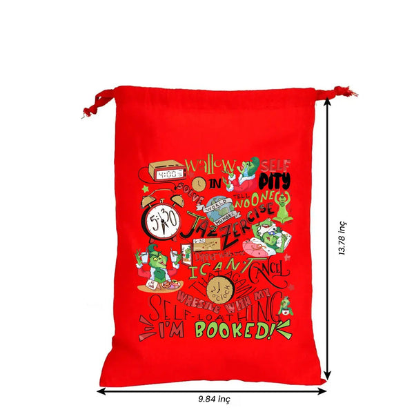 New Year Red Cotton Pouch – Drawstring Gift Bag, Custom Printed - Pamusan.com