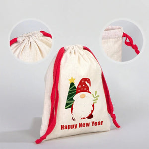 New Year Red Drawstring Pouch 6" × 8" (15 × 20 cm) – Custom Cotton Gift Bag for Holiday - Pamusan.com