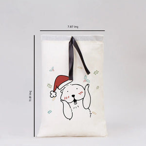 New Year Ribbon Pouch 8" x 12" (20 x 30 cm) – Custom Cotton Bag with Holiday Characters - Pamusan.com