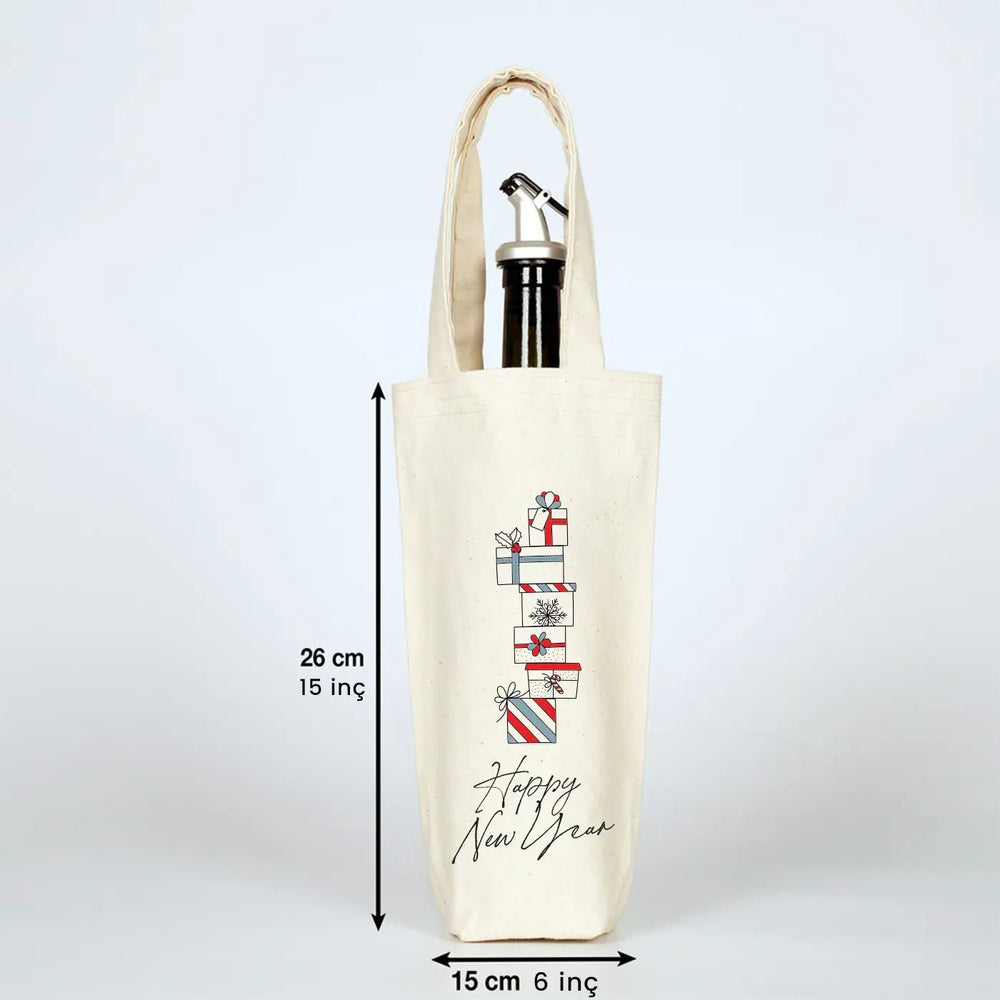 New Year Wine Bottle Bag 6" × 10" (15 × 26 cm) – Reusable Gift Bag for Wine & Holiday Gifts - Pamusan.com