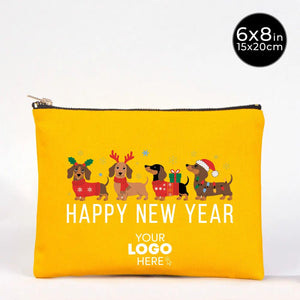 New Year Yellow Clutch Bag 8" × 6" (20 × 15 cm) – New Year Printed Design for Gifting - Pamusan.com