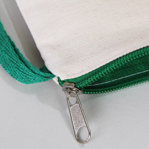 New Year Zipper Pouch 8" × 6" (21 × 15 cm) – Custom Cotton Holiday Gift Bag with Green Handle - Pamusan.com