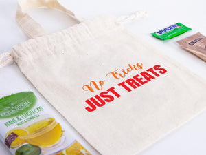 No Tricks Just Treats - Hangover, Wedding, Birthday, Party Favor Bags, Natural Eco Friendly Cotton Favor Bags, Cotton Pouch Bags - Pamusan.com