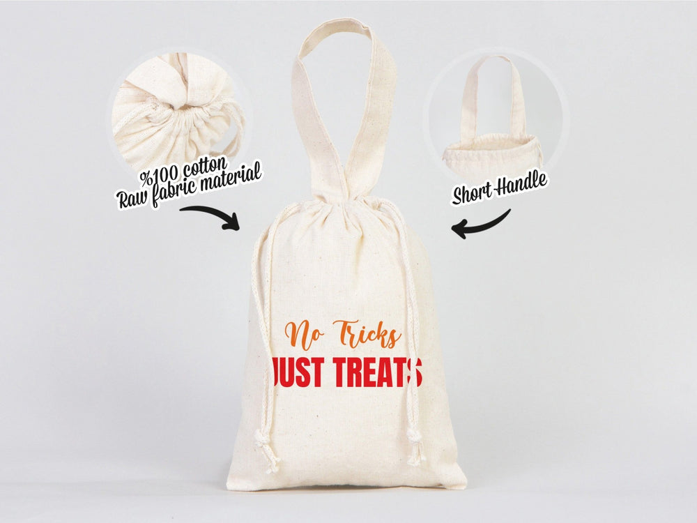 No Tricks Just Treats - Hangover, Wedding, Birthday, Party Favor Bags, Natural Eco Friendly Cotton Favor Bags, Cotton Pouch Bags - Pamusan.com