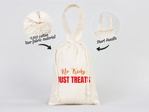 No Tricks Just Treats - Hangover, Wedding, Birthday, Party Favor Bags, Natural Eco Friendly Cotton Favor Bags, Cotton Pouch Bags - Pamusan.com