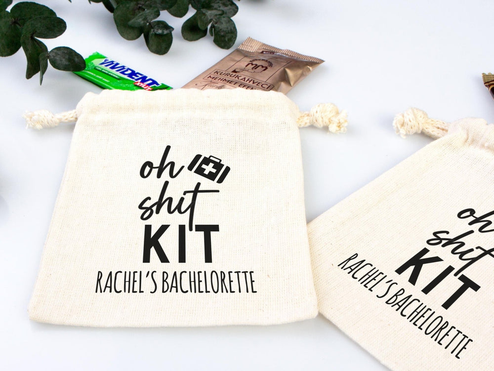 Oh Shit Kit Bags – Bachelorette Hangover & Recovery Cotton Pouches - Pamusan.com