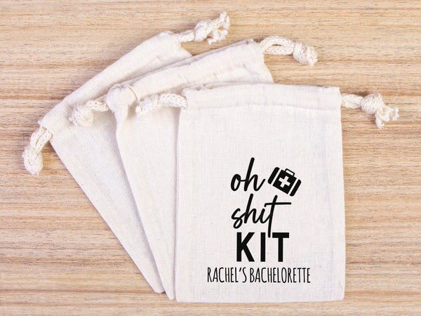 Oh Shit Kit Bags – Bachelorette Hangover & Recovery Cotton Pouches - Pamusan.com