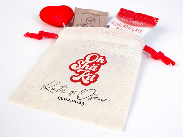 Oh Shit Kit Hangover Bag, 4"W x 5"H (10 cm x 13 cm) Recover Kit Bags, Custom With Your Name Or Design Bachelorette Party, Survival Kits, Hangover Kits - Pamusan.com