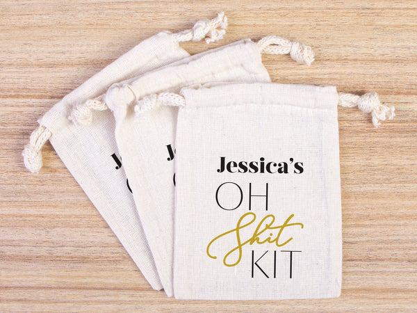 Oh Shit Kit hangover kit bags With Your name or Desing, Bachelorette Party, Survival Kits, Hangover Kits, Organic Pouches, Custom Bags - Pamusan.com