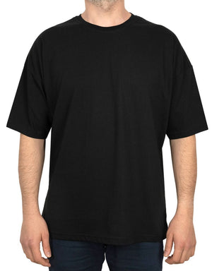 Oversized Bicycle Collar Non - printing T-Shirt Black - Pamusan.com