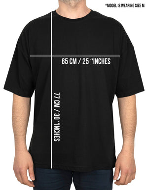 Oversized Bicycle Collar Printed T-Shirt Black - Pamusan.com