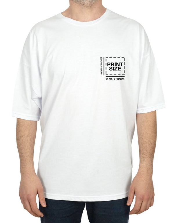 Oversized Bicycle Collar Printed T-Shirt White - Pamusan.com