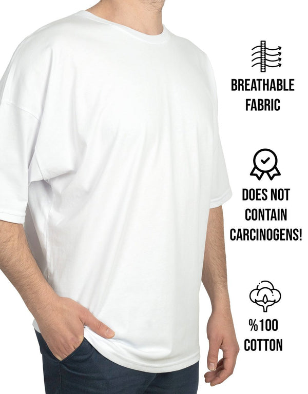 Oversized Bicycle Collar Printed T-Shirt White - Pamusan.com