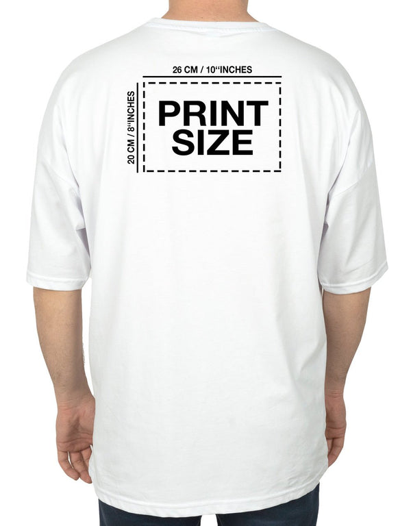 Oversized Bicycle Collar Printed T-Shirt White - Pamusan.com