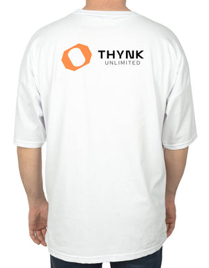 Oversized Bicycle Collar Printed T-Shirt White - Pamusan.com
