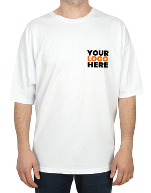 Oversized Bicycle Collar Printed T-Shirt White - Pamusan.com