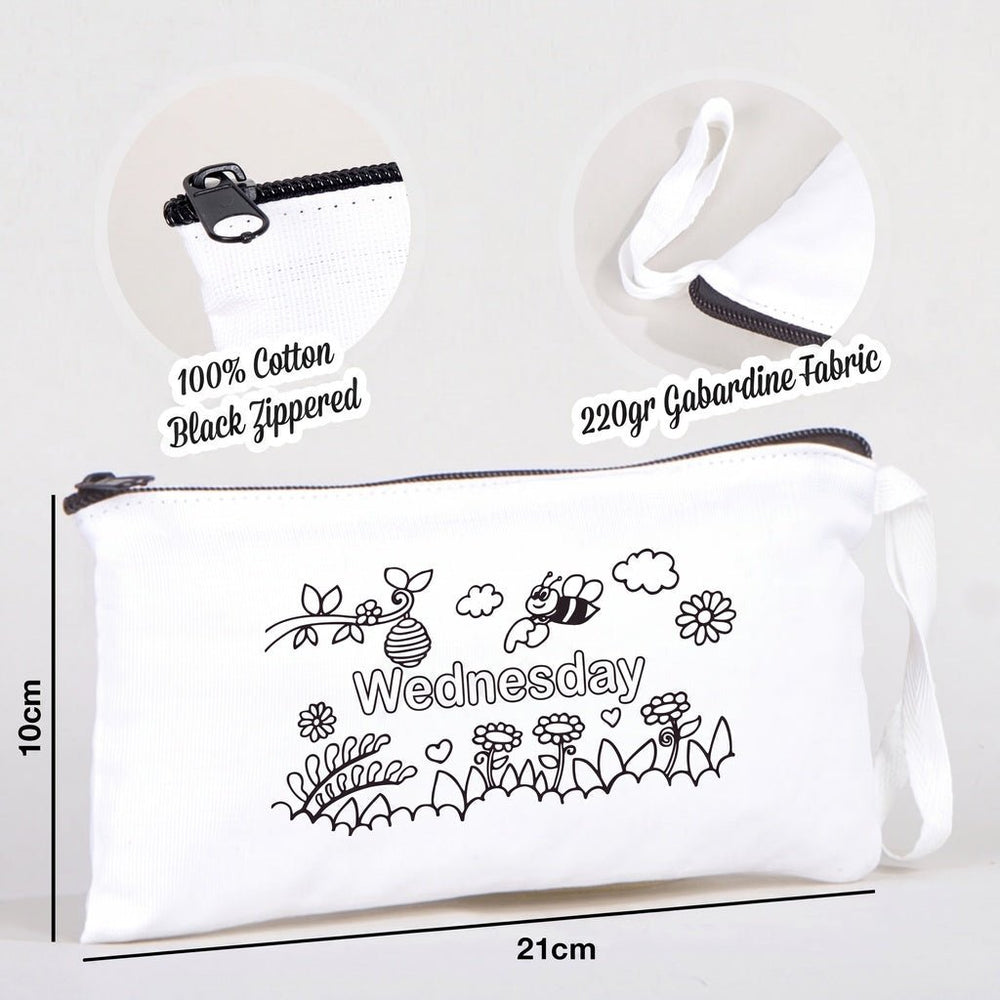 Paintable Pencil Case with Wednesday Design – 8" × 4" - 6 oz - Pamusan.com