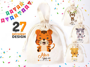 Party Bags For First Birthday, 6"W x 8"H Happy Birthday Custom Name Bags - Pamusan.com