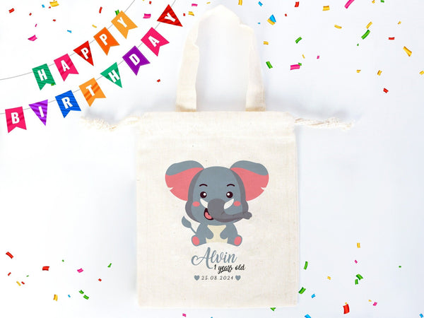 Party Bags For First Birthday, 6"W x 8"H Happy Birthday Custom Name Bags - Pamusan.com