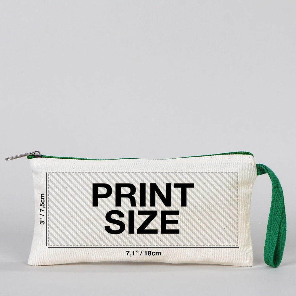 Pencil Case Happy New Year 8" × 4" (21 × 10 cm) – Festive Holiday Design with Green Zipper - Pamusan.com