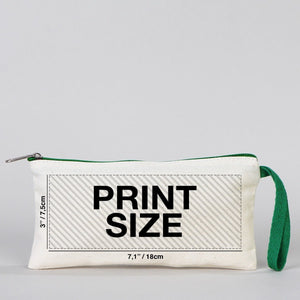 Pencil Case Happy New Year 8" × 4" (21 × 10 cm) – Festive Holiday Design with Green Zipper - Pamusan.com