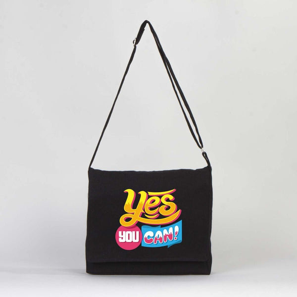 Personalized Black Canvas Messenger Bag - Pamusan.com