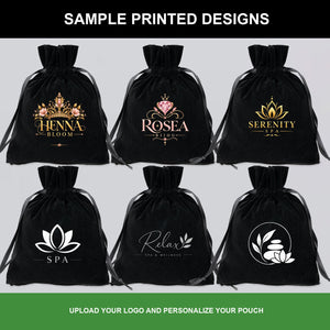 Personalized Black Velvet Drawstring Pouch – 6" × 8" (15 × 20 cm) - Pamusan.com