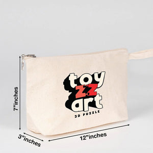 Custom Canvas Zip Pouch 25 x 15 x 5 cm – Gusseted Make-up Bag, 320 g/m²