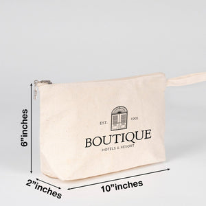Custom Canvas Zip Pouch 25 x 15 x 5 cm – Gusseted Make-up Bag, 320 g/m²