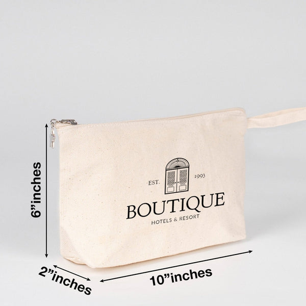 Custom Canvas Zip Pouch 25 x 15 x 5 cm – Gusseted Make-up Bag, 320 g/m²