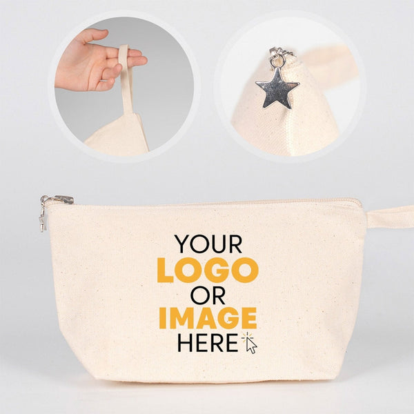 Custom Canvas Zip Pouch 25 x 15 x 5 cm – Gusseted Make-up Bag, 320 g/m²