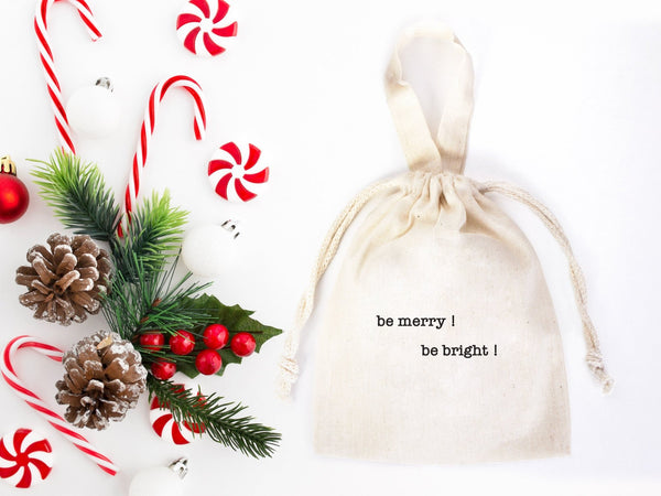 Personalized Christmas Gift Bags, 27 Design, Holiday Party Favors, Personalized 6"W x 8"H (15.5cm x 20 cm) Cotton Bags , Muslin Bags, Gift Bags - Pamusan.com