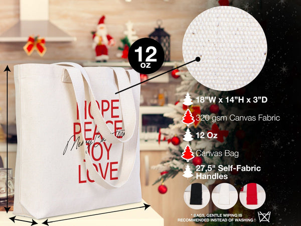 Personalized Christmas Tote Bag – Holiday Designs (18 Options), 18"x14"x3" – Add Name or Logo - Pamusan.com