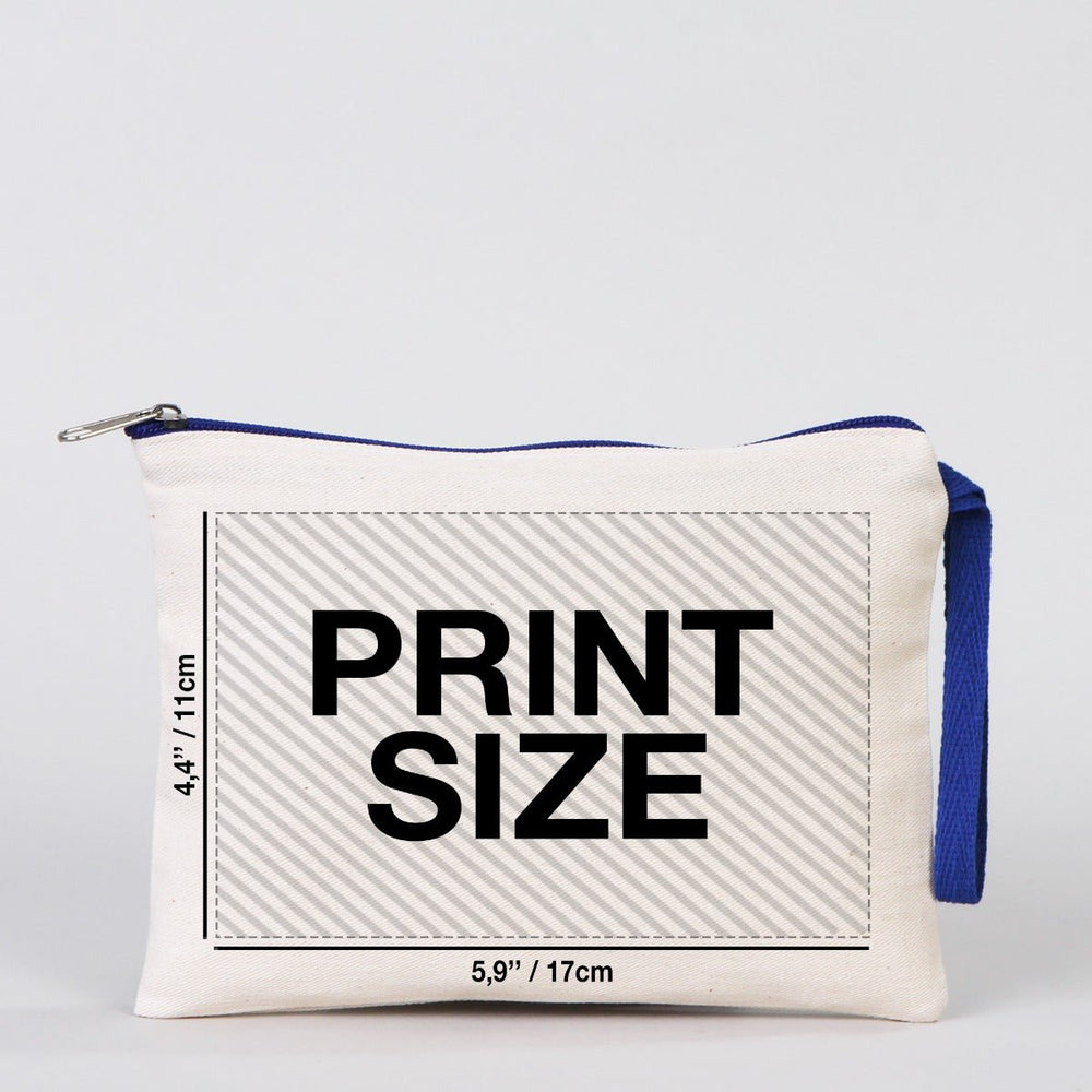 Personalized Dark Blue Zippered Clutch Bag – 8"x6" Custom Cotton Pouch - Pamusan.com