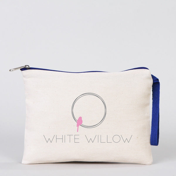 Personalized Dark Blue Zippered Clutch Bag – 8"x6" Custom Cotton Pouch - Pamusan.com