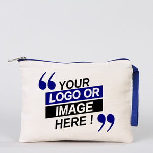 Personalized Dark Blue Zippered Clutch Bag – 8"x6" Custom Cotton Pouch - Pamusan.com