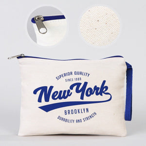 Personalized Dark Blue Zippered Clutch Bag – 8"x6" Custom Cotton Pouch - Pamusan.com