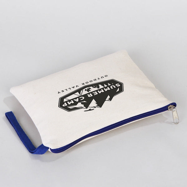 Personalized Dark Blue Zippered Clutch Bag – 8"x6" Custom Cotton Pouch - Pamusan.com