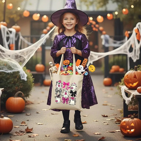 Personalized Halloween Bags – Custom Trick or Treat Cotton Tote with 12 Designs - Pamusan.com