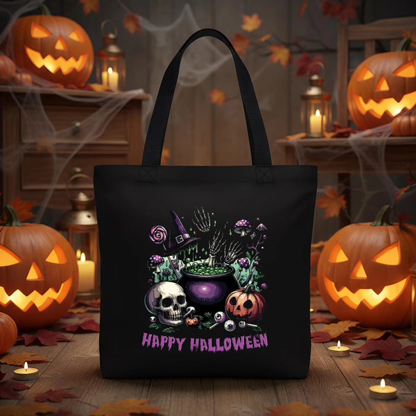 Personalized Halloween Tote Bag – Custom Black Canvas with 12 Unique Designs - Pamusan.com