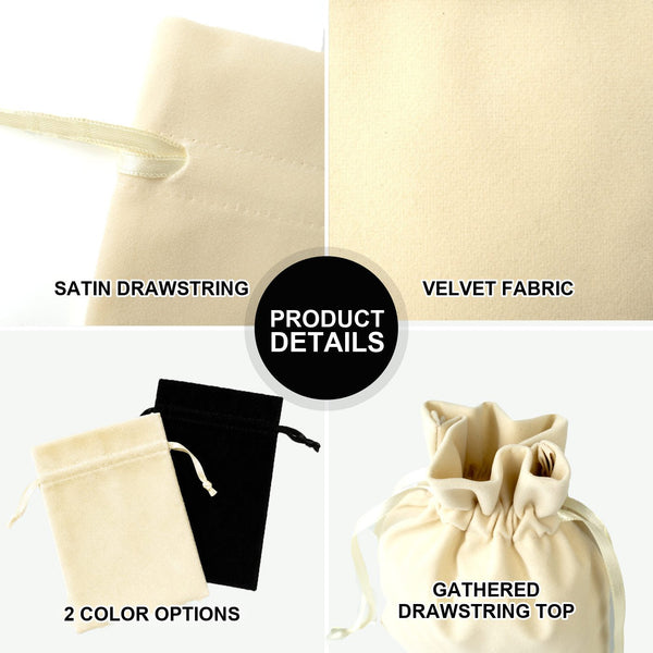Personalized Natural Velvet Drawstring Pouch – 6" × 8" (15 × 20 cm) - Pamusan.com