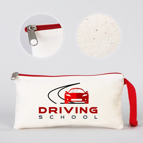 Personalized Pencil Case - 8" W x 4" H Red Zippered - Pamusan.com