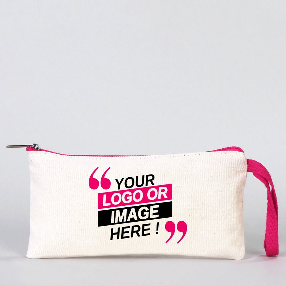 Personalized Pencil Case – 8"x4" Fuchsia Zippered Cotton Pouch - Pamusan.com