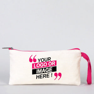 Personalized Pencil Case – 8"x4" Fuchsia Zippered Cotton Pouch - Pamusan.com