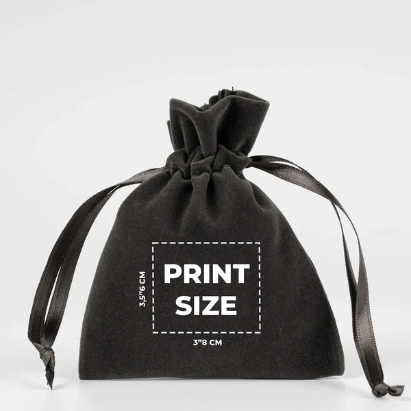 Personalized Velvet Rose Drawstring Pouch – Anthracite – 4" × 5" (10 × 13 cm) - Pamusan.com