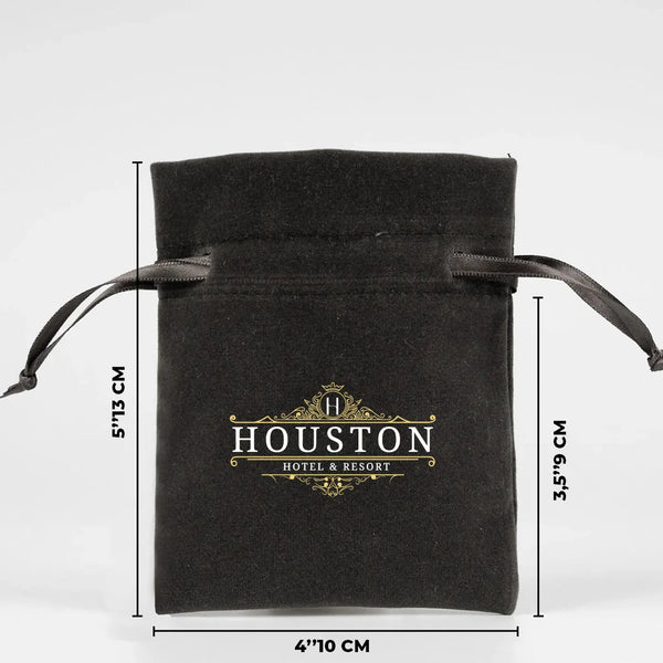 Personalized Velvet Rose Drawstring Pouch – Anthracite – 4" × 5" (10 × 13 cm) - Pamusan.com