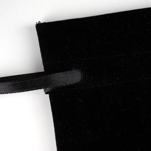 Personalized Velvet Rose Drawstring Pouch – Black – 4" × 5" (10 × 13 cm) - Pamusan.com