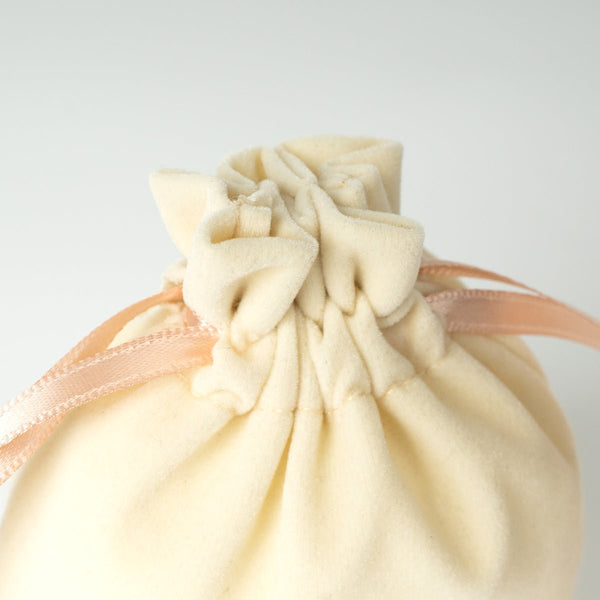 Personalized Velvet Rose Drawstring Pouch – Blush Pink Ribbon – 4" × 5" (10 × 13 cm) - Pamusan.com